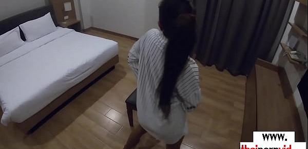  Amateur Thai teen Cherry fucking her BWC lover after a sensual striptease